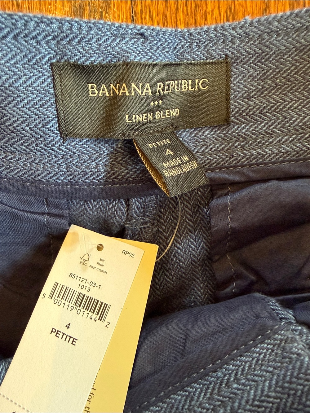 NWT Banana Republic Blue Linen-Blend Wide-Leg Pleated Trous - Picture 3 of 10